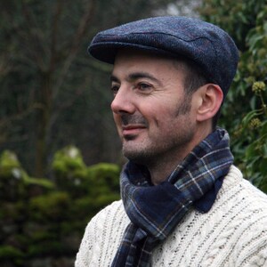 Hommes fabriqués au Royaume-Uni Tweed Peaked Flat Traditional Cap Cotton Lining Green Blue Grey Lambland Luxury Country Wear