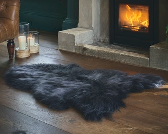 Super Soft Luxury Dark Grey Icelandic Genuine Soft Luxury Sheepskin Rug