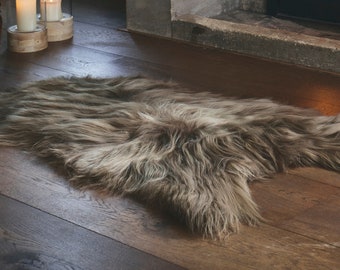 Genuine Sheepskin Rug 100% Natural Grade A Eco Tanned Vole Tipped Quality Icelandic Silky Soft Hide Pelt Large Single