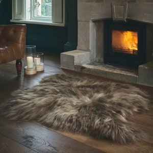Eco Tanned Rusty Brown Icelandic Double Sheepskin Premium Luxury Hand Sewn Long Wool Pile