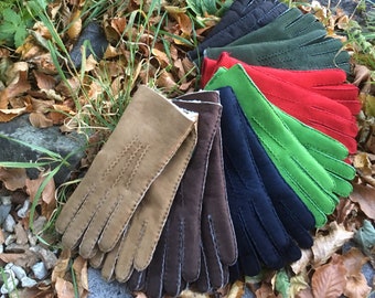 Damen Handgenähte echte Lammfell Handschuhe Kaltes Wetter Winter Luxus super weicher Scherling Made in Portugal Handarbeit Lammland Damen