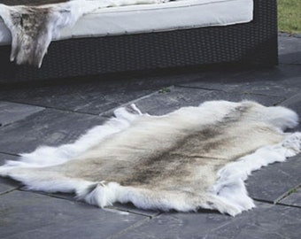 Premium Grade Large Genuine Reindeer Hide with Natural Light Shade Markings