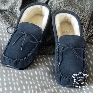 Mocasines de piel de oveja para hombre: gamuza artesanal con forro de lana de cordero