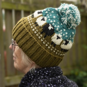 Chunky Knit Sheep Bobble Hat Khaki Green Fair Trade Handmade Fleece Lining Pompom Hat Extremely Warm Ladies Women&#39;s