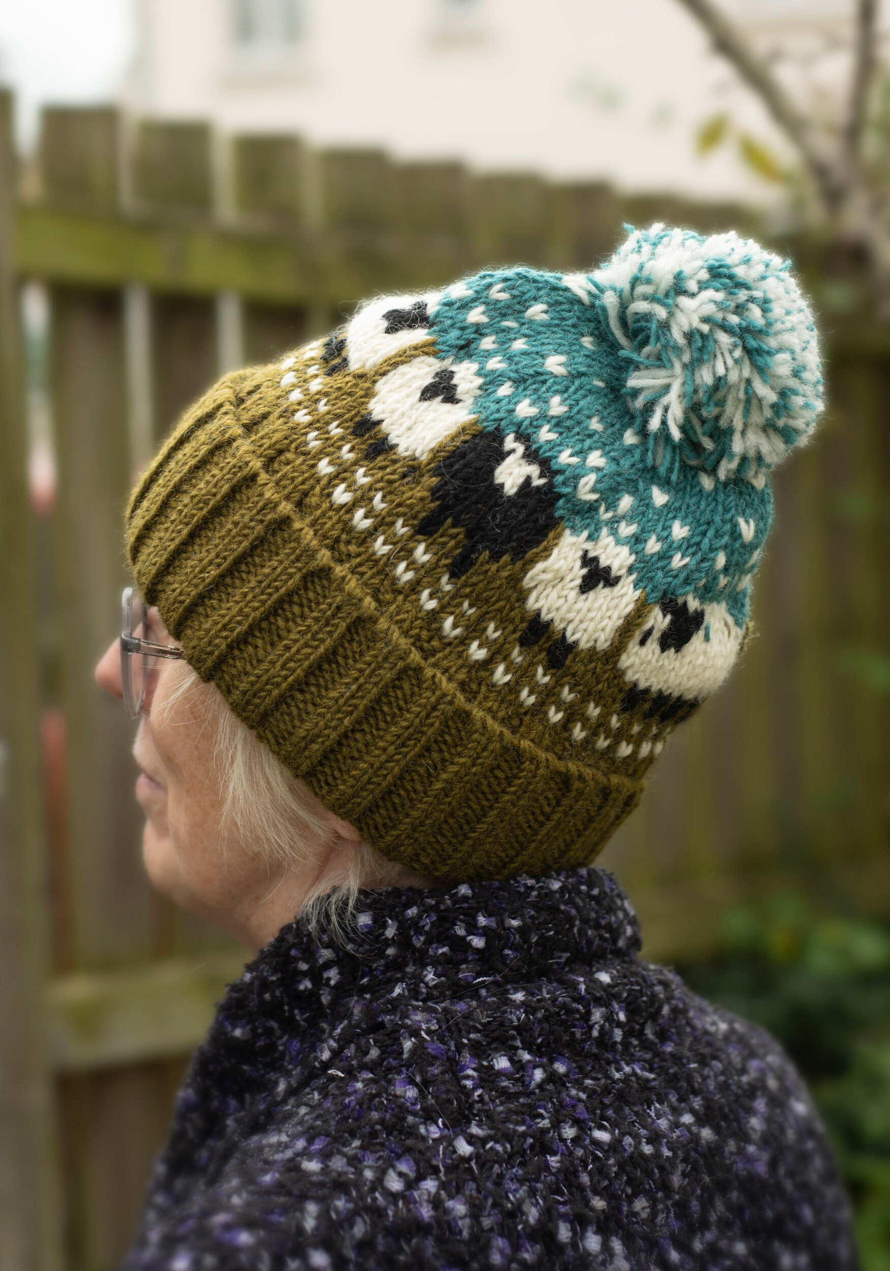 Chunky Knit Sheep Bobble Hat Khaki Green Fair Trade Handmade Fleece Lining Pompom Hat Extremely Warm Ladies Women's