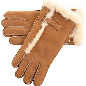 Frauen Luxus Echtes Schaffell Hand Genäht Wolle Aus Flauschigen Handschuhe Wildleder Äußere Shearling Innere Lambland Tan Schwarz Höchste Qualität Tan