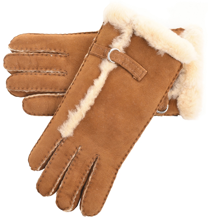 Frauen Luxus Echtes Schaffell Hand Genäht Wolle Aus Flauschigen Handschuhe Wildleder Äußere Shearling Innere Lambland Tan Schwarz Höchste Qualität Tan