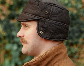 Casquette pliante de luxe en cuir et peau de mouton pour hommes, chapeaux d'hiver pour hommes, randonnée, marche, fabriqués à la main