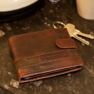 Men's Rustic Brown Wallet Billfold Real Distressed Hunter Vintage Buffalo Leather With Gift Box