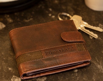 Men's Rustic Brown Wallet Billfold Real Distressed Hunter Vintage Buffalo Leather With Gift Box