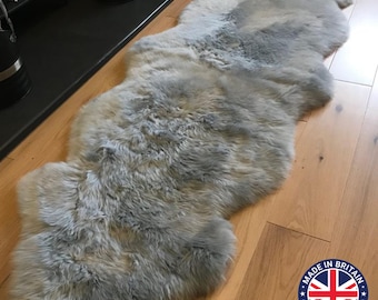 British Sheepskin Rug: Natural Silver Grey Moorland Hide