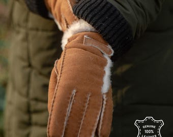 Womens Genuine Sheepskin Gloves, Wool-Out Shearling Gloves