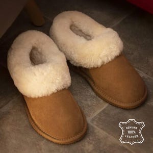 Damen Schaffell Slip On Bootie Hausschuhe Kastanienbraun Leichte EVA Sohle Shearling Futter Boot Haus Schuhe Damen Lambland Handgefertigt