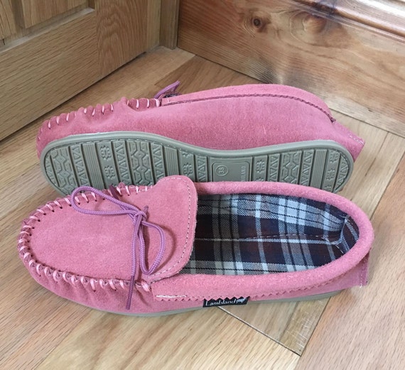 women's hard sole moccasin slippers