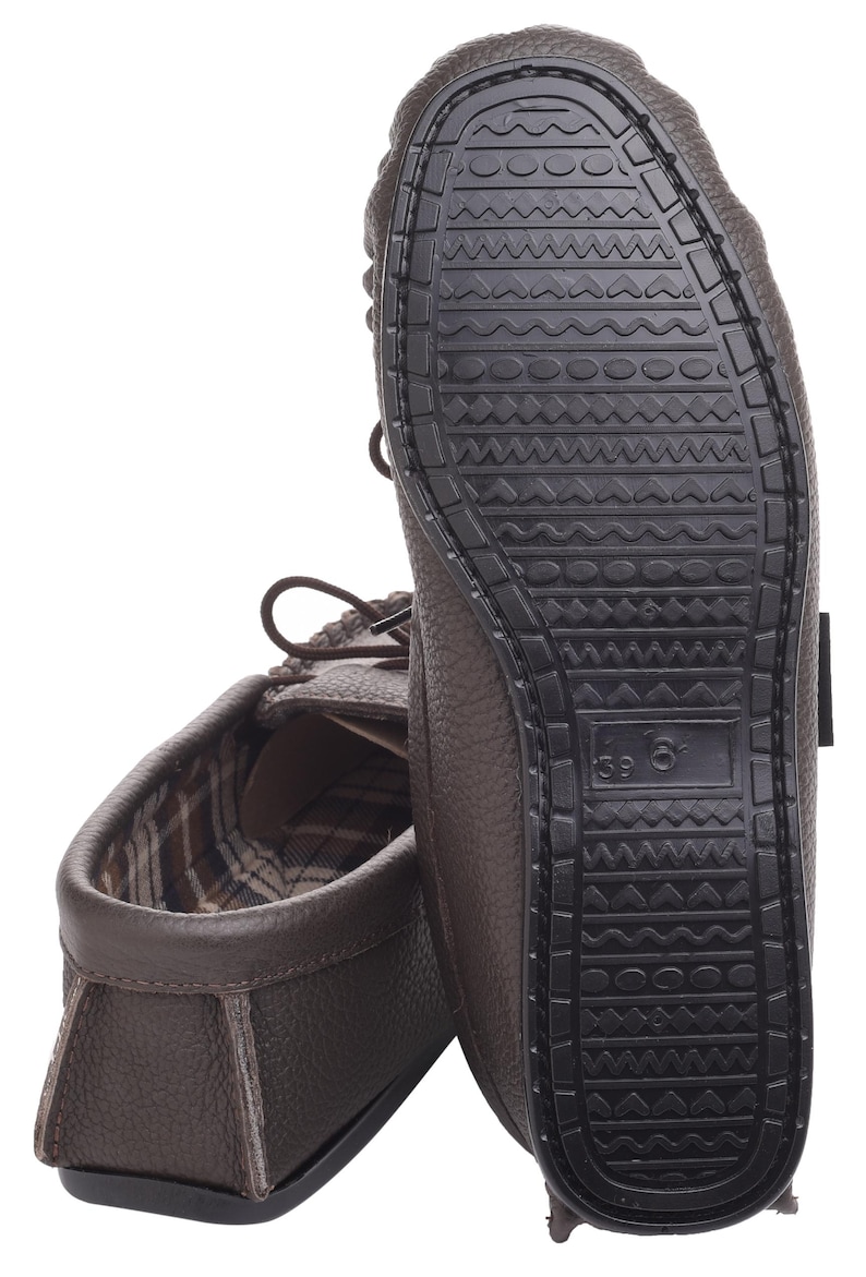 Mens Handcrafted Leather Moccasin Slippers: Lambland UK, Tie Vamp image 5