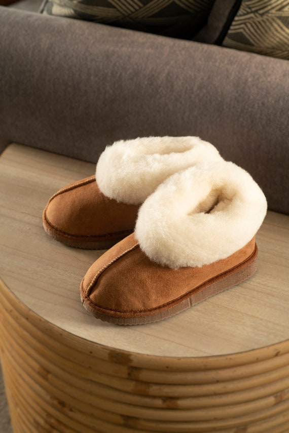 Chaussons boots peau agneau véritable enfants bébé -thermotherapie