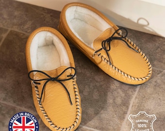 Mens Sheepskin Moccasin Slippers: Handcrafted Leather, UK Made
