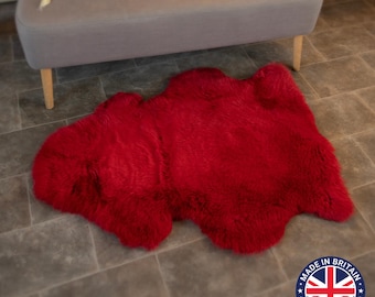 Tapis en peau de mouton rouge, cuir naturel des landes britanniques