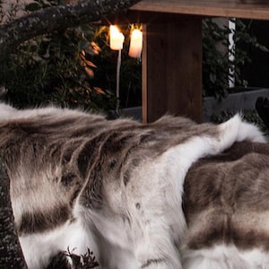 Premium Grade Large Genuine Reindeer Hide with Natural Dark Shade Markings