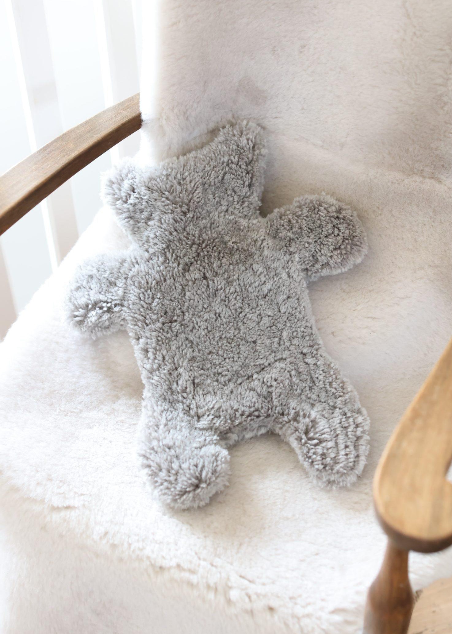 Teddy Bear Sheepskin Hot Water Bottle Cover (0.8L Bottle Included