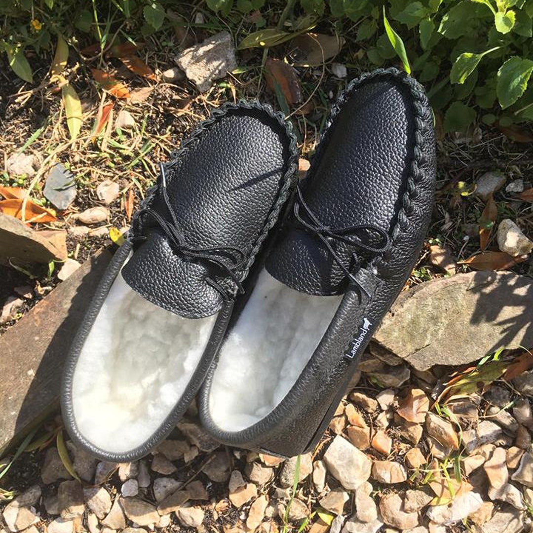 mens leather moccasin slippers