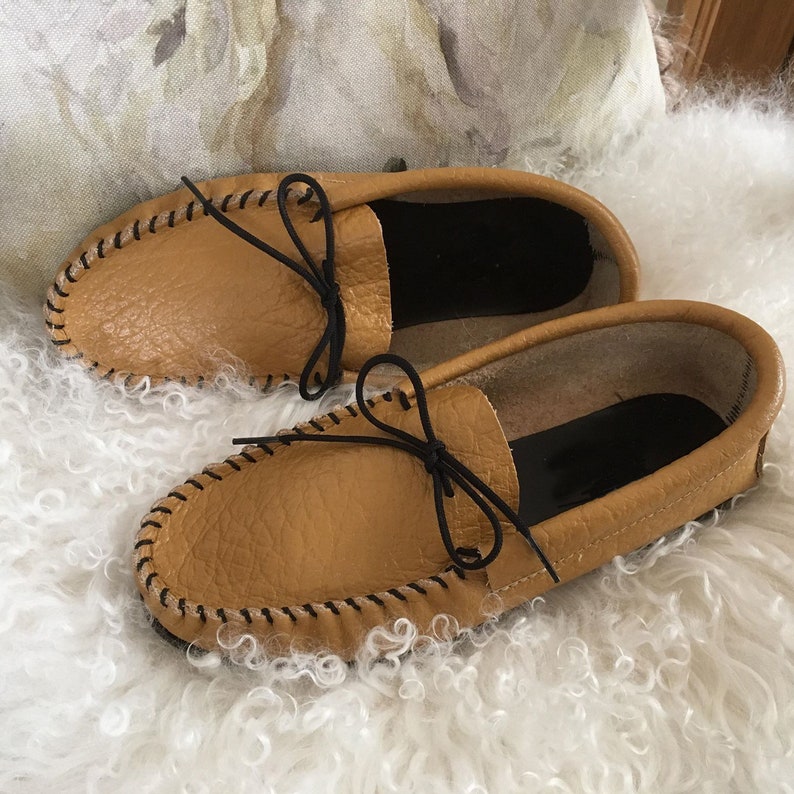 Mens Leather Moccasin Slippers Rubber PVC Sole Unlined Hard Etsy