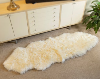 Genuine Sheepskin Rug 100% Natural Grade A Ivory White Quality British Sourced Moorland Hide Pelt Large Double