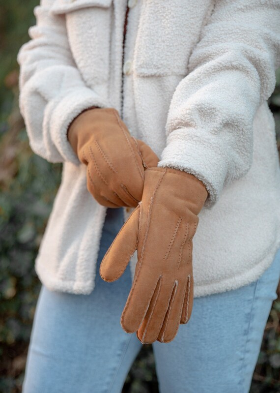 Suede Shearling Gloves