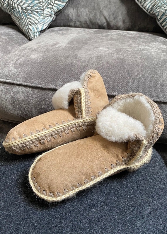 Ladies Luxury Genuine Real Sheepskin Bootie Sock Slippers With | Etsy