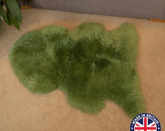 Sage Green Sheepskin Rug: 100% Natural British Moorland Hide