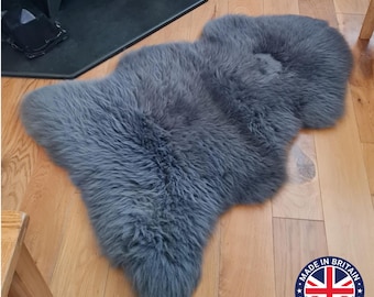 Genuine British Sheepskin Rug: Slate Grey Moorland Hide