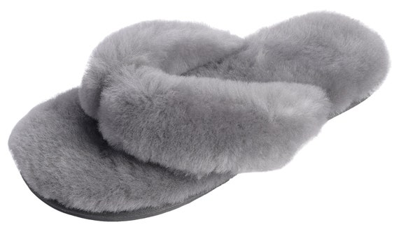 Grey, Womens Sheepskin ToePost Slipper