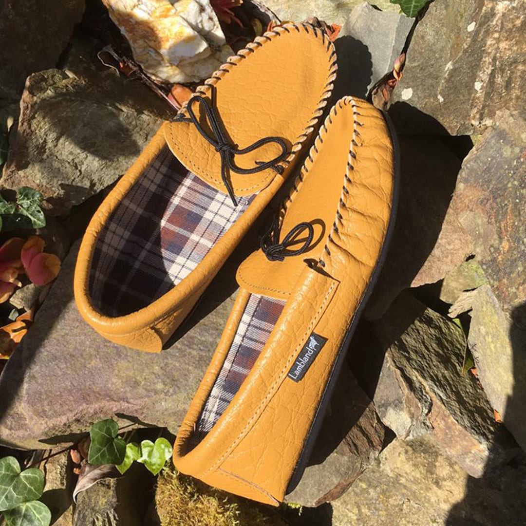 mens leather moccasin slippers