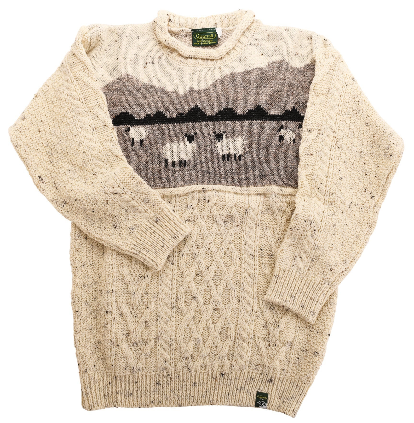 Men s 100 Wool Sheep Knitted Jumper Fine Knit Unlined Aran