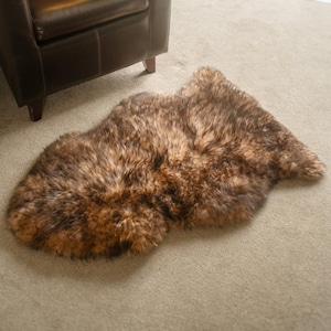 Tapis en peau de mouton renard roux : cuir naturel tanné écologique, Nouvelle-Zélande