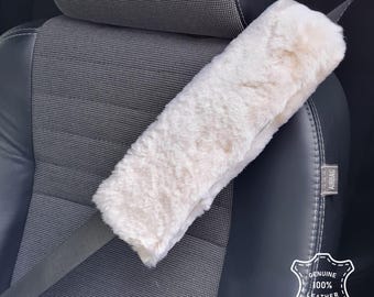 Genuine Sheepskin Seat Belt Cover - Shearling Car Accessory