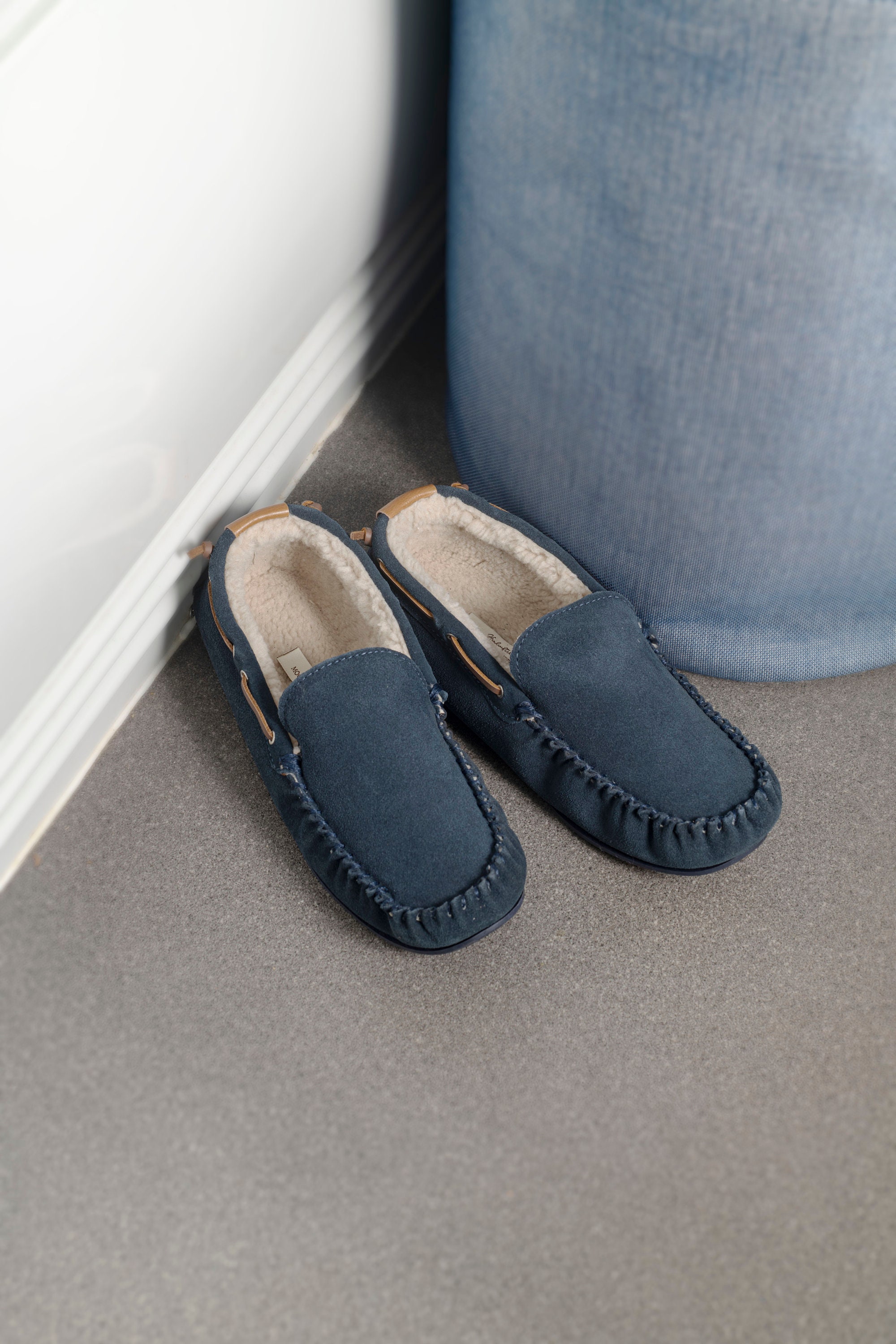 Mens Sheepskin Suede Loafers Slippers 