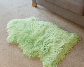 Genuine Sheepskin Rug 100% Natural Grade A Eco Tanned Apple Green Quality New Zealand Sourced Silky Soft Hide Pelt Large Single