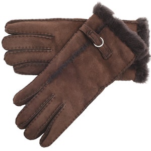 Frauen Luxus Echtes Schaffell Hand Genäht Wolle Aus Flauschigen Handschuhe Wildleder Äußere Shearling Innere Lambland Tan Schwarz Höchste Qualität Brown