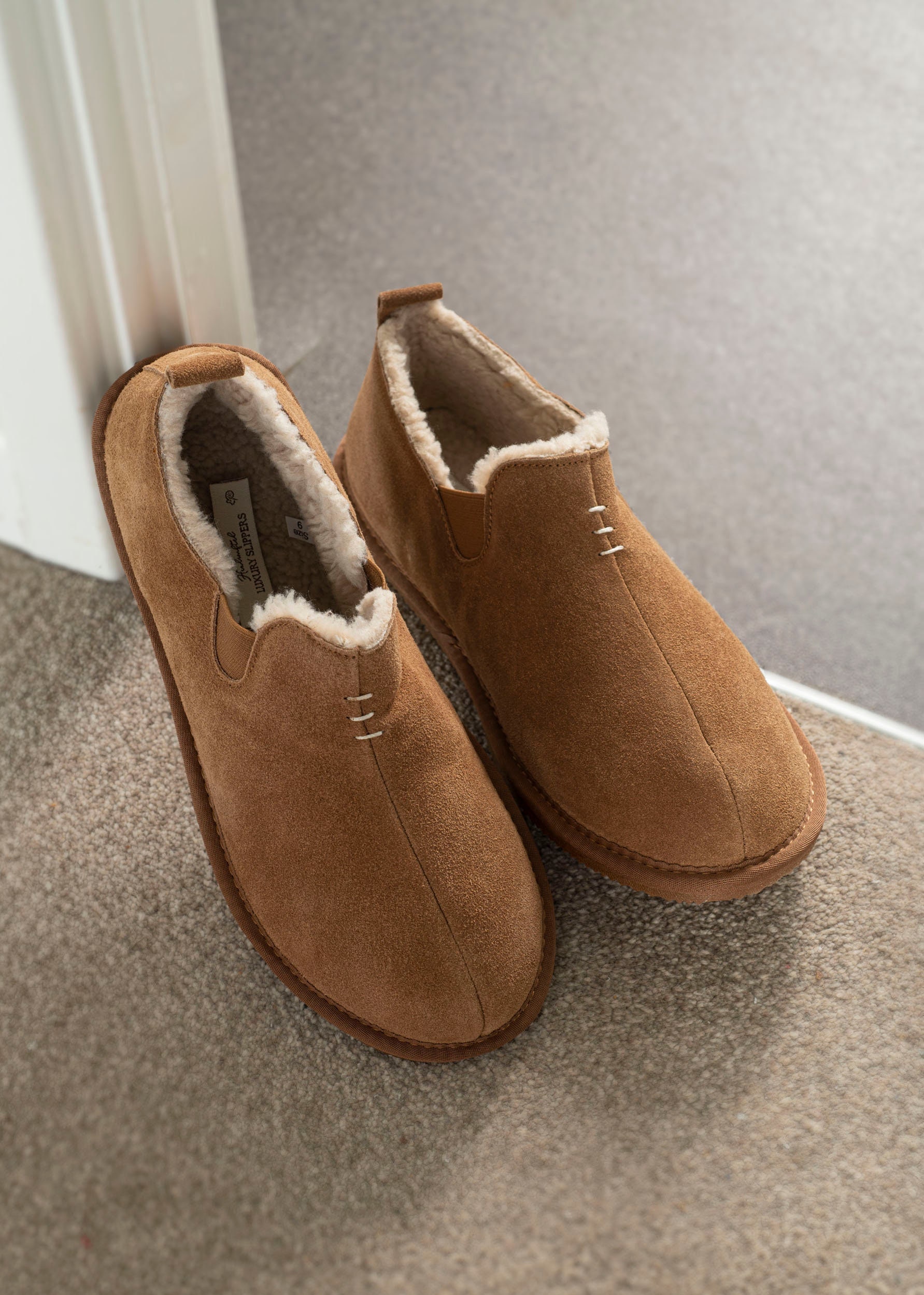 Men's Fabric Lined Suede Loafer Slippers - Lambland