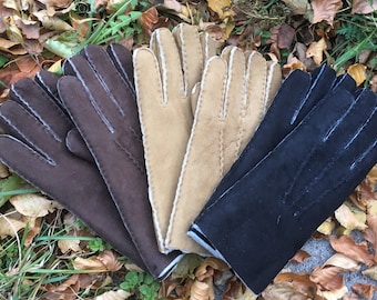 Hand Sewn Lambskin Shearling Gloves – Men's Winter Cold Weather