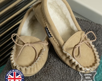 Handcrafted Sheepskin Moccasin Slippers: Lambswool Lining, UK Made