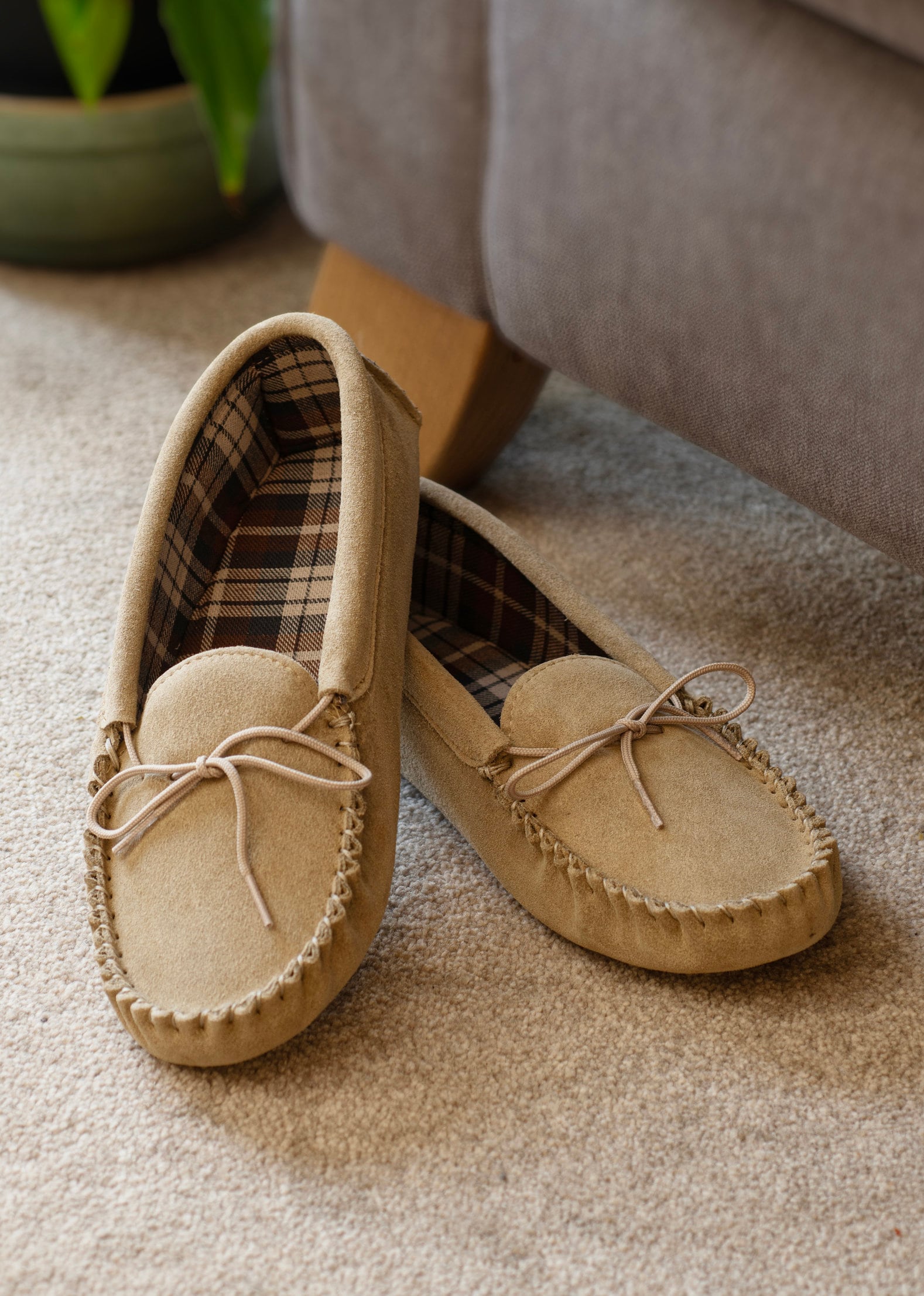 Craftsman men's tan suede moccasin slipper sale