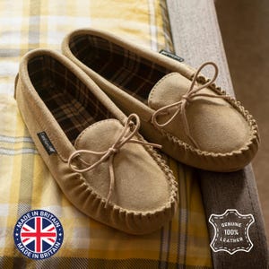 Pantofole da uomo in pelle scamosciata: Lambland UK, scarpe artigianali foderate in cotone