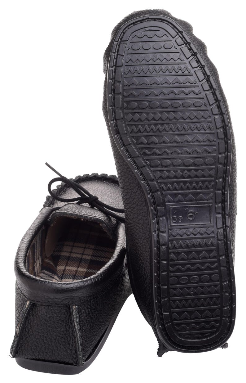 Mens Handcrafted Leather Moccasin Slippers: Lambland UK, Tie Vamp image 6