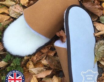 Mens Sheepskin Slippers: Suede Leather Sole, Handcrafted Mules