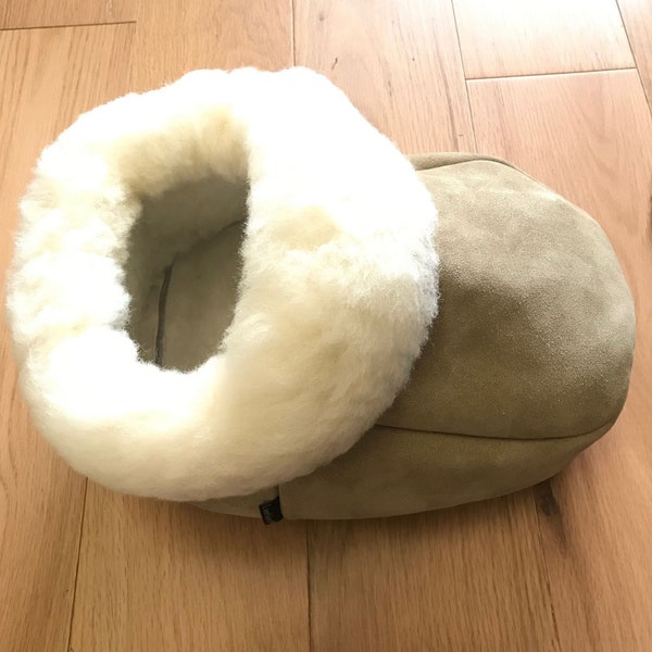 Luxus Schaffell UK Made Doppel Fußsack Fußwärmer Unter Schreibtisch zu Hause Wildleder Äußere Shearling Futter UK Made Handgefertigt