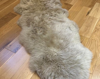 Genuine Sheepskin Rug 100% Natural Grade A Eco Tanned Beige Coloured Quality New Zealand Sourced Silky Soft Hide Pelt Large Double