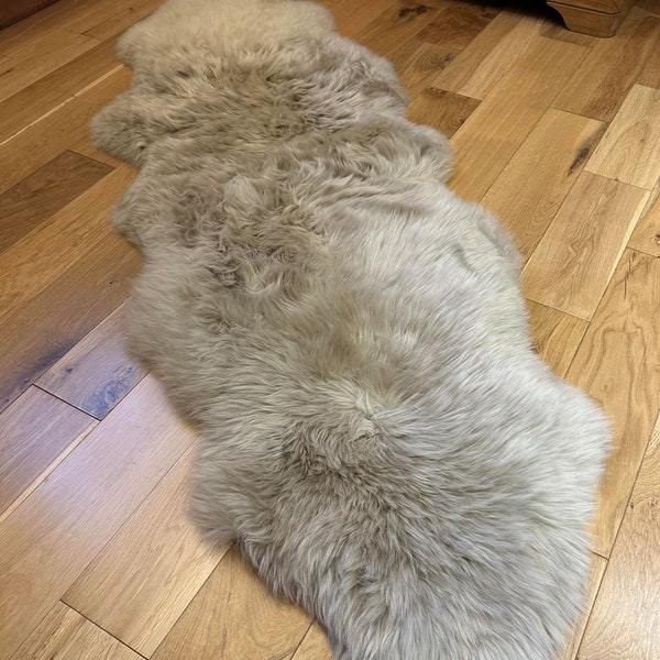 Tapis en peau de mouton véritable, 100 % naturel, qualité A, tannage écologique, couleur beige, qualité néo-zélandaise, peau douce et soyeuse, grand double