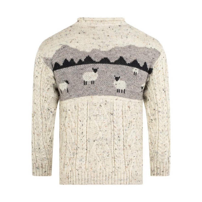 Womens 100% Wool Sheep Knitted Jumper Fine Knit Unlined Aran Sweater Natural Fitted Pullover UK Made Country Wear image 6